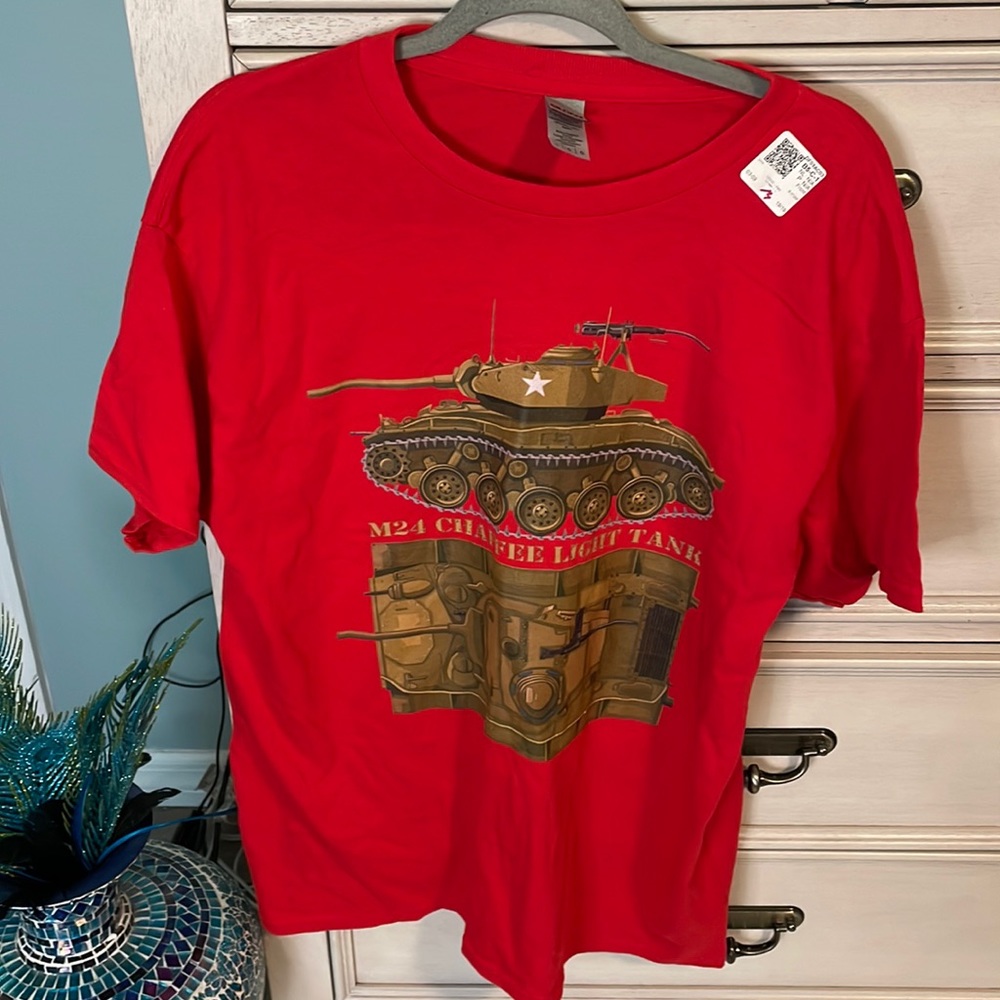 Mens military tanks canvas red shirt sleeve large